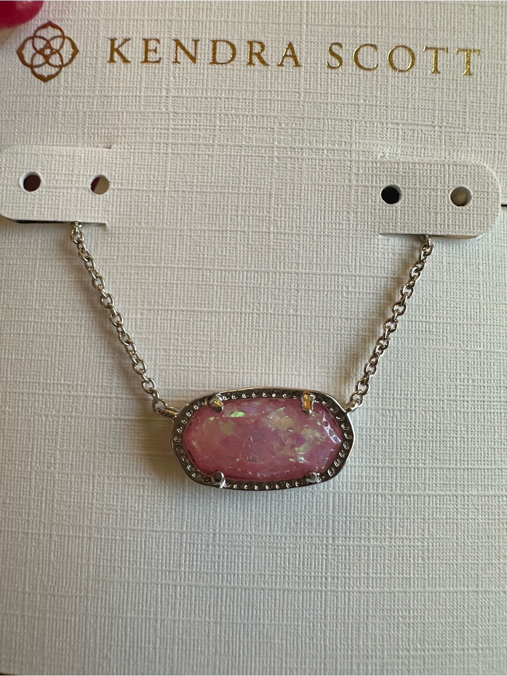 Kendra Scott Lilac Opal Elisa Silver Short Pendant Necklace in Purple Opal NEW